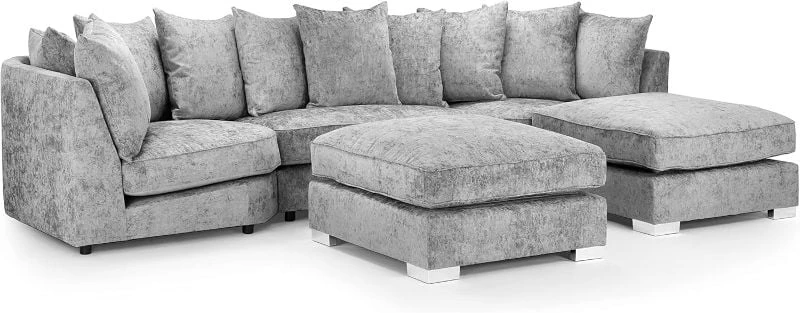 Bishop Grey U Shape Sofa | 6 Seater High Back Corner Sofa  