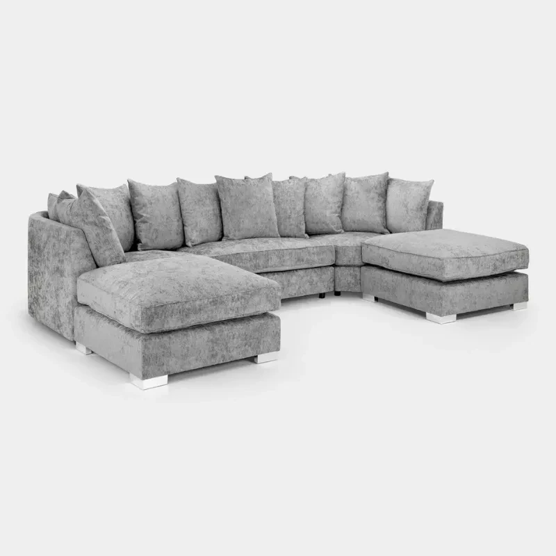 Bishop Grey U Shape Sofa | 6 Seater High Back Corner Sofa  
