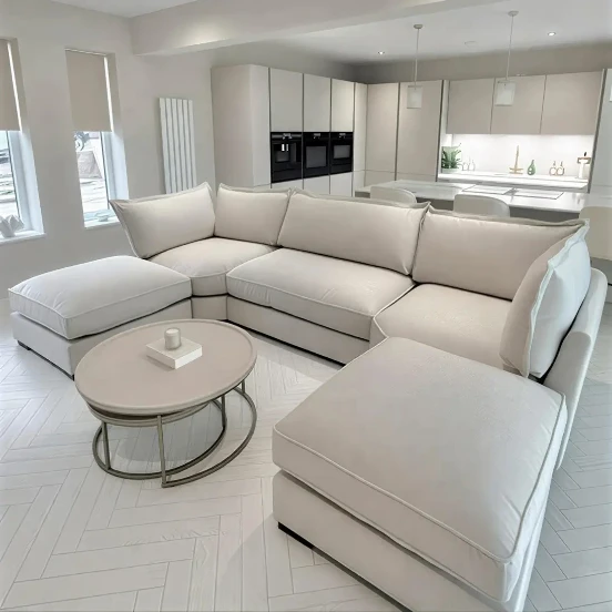 Bishop U Shape Bishop Sofa High back Corner Sofa - Cream