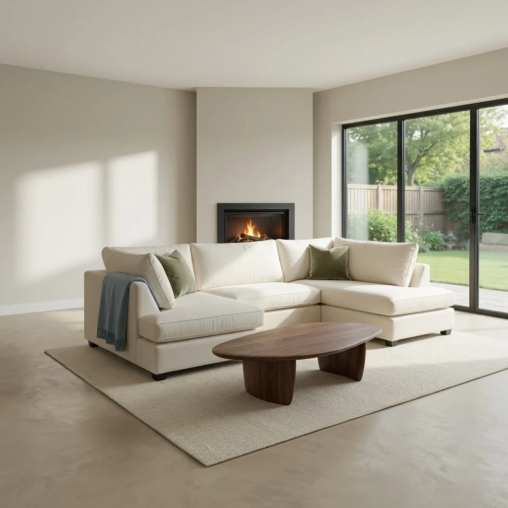 🛋️ Carnaby Cream U Shape Corner Sofa | Alaska Chenille Sofa UK