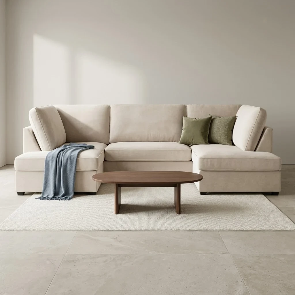 🛋️ Carnaby Plush Beige U Shape Corner Sofa | UK