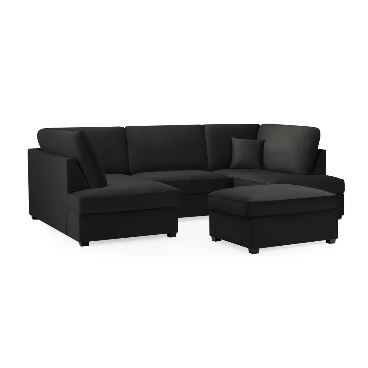 Carnaby Plush Black U Shape Corner Sofa | Luxury Plush Sofa UK
