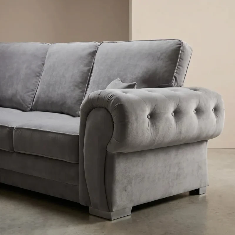 Verona Grey Fabric High Back Corner Sofa – Modern Comfortable Living Room Sofa