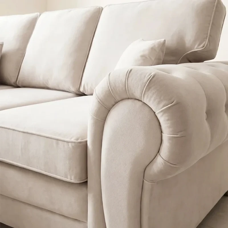 Verona Cream Fabric High Back Corner Sofa – Modern 240 x 240cm Living Room Sofa