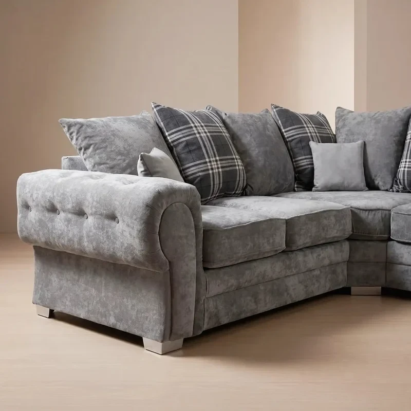 Verona Scatter Back Grey Fabric Right Hand Corner Sofa – 240 x 200cm RHC