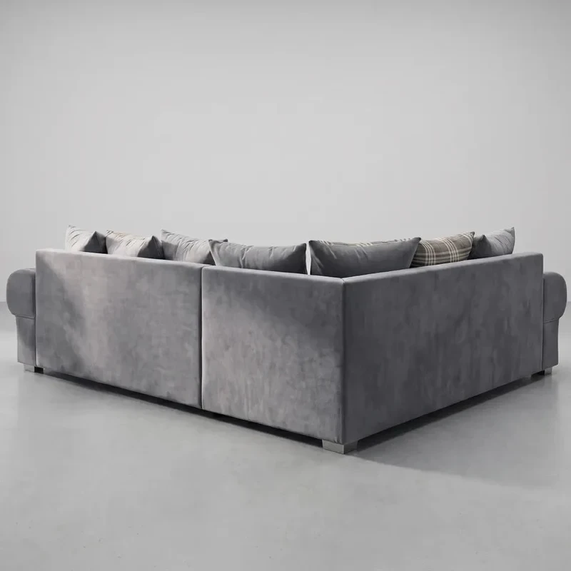 Verona Scatter Back Grey Fabric Left Hand Corner Sofa – 240 x 200cm LHC