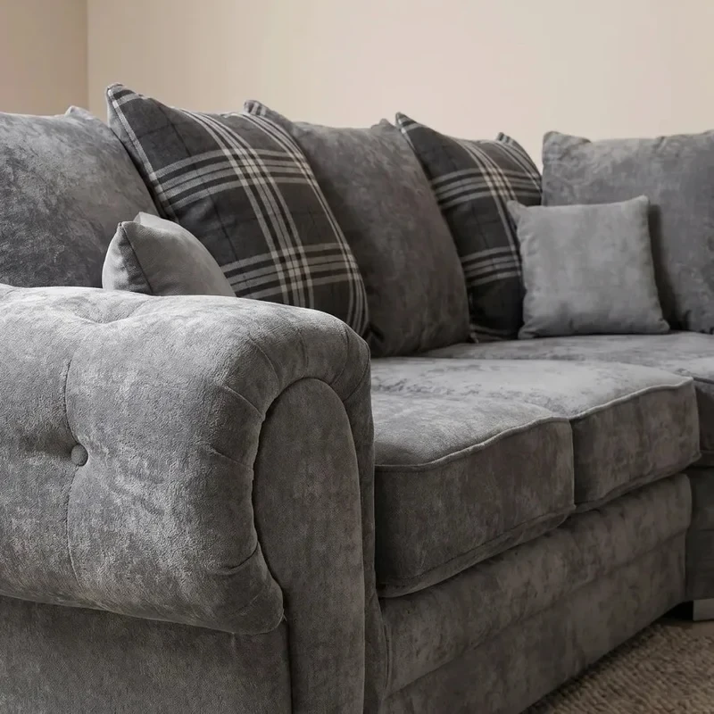 Verona Scatter Back Grey Fabric Left Hand Corner Sofa – 240 x 200cm LHC