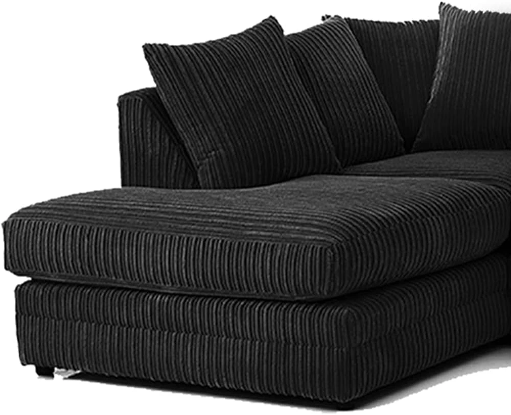 Black Jumbo Cord Modular L-Shaped Corner Sofa – 3-4 Seater Cloud Sofa, Left Hand Facing