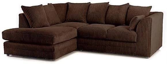 Brown Jumbo Cord Modular L-Shaped Corner Sofa – 3-4 Seater Cloud Sofa, Left Hand Facing