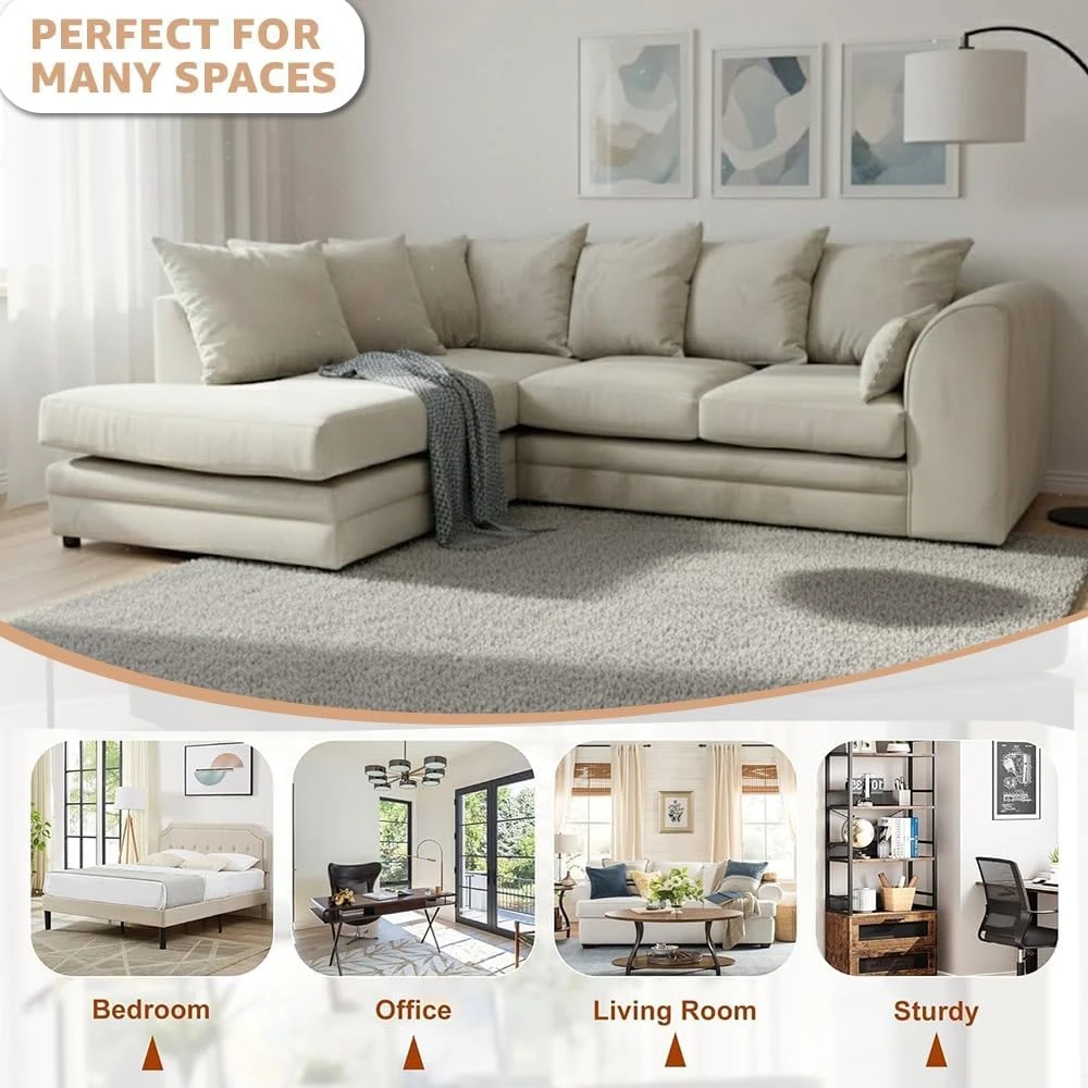 Plush Velvet Left Hand Corner Sofa – 3 Seater & 2 Seater Sofa Set with Chaise & Curved Arms