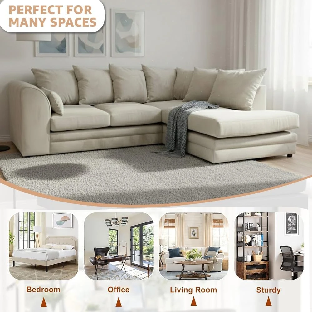 Plush Velvet Right Hand Corner Sofa – 3 Seater & 2 Seater Sofa Set with Chaise & Curved Arms