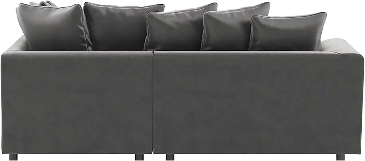 Grey Velvet Right Hand Corner Sofa – L-Shaped Sofa with Reversible Chaise & Scatter Back Cushions