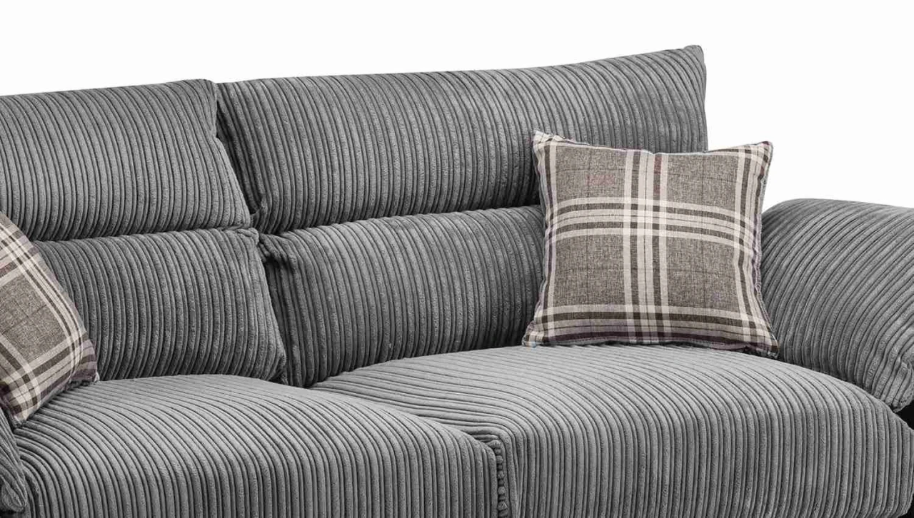 Logan 3+2 Seater Fixed Back Black & Grey Leather Sofa Set