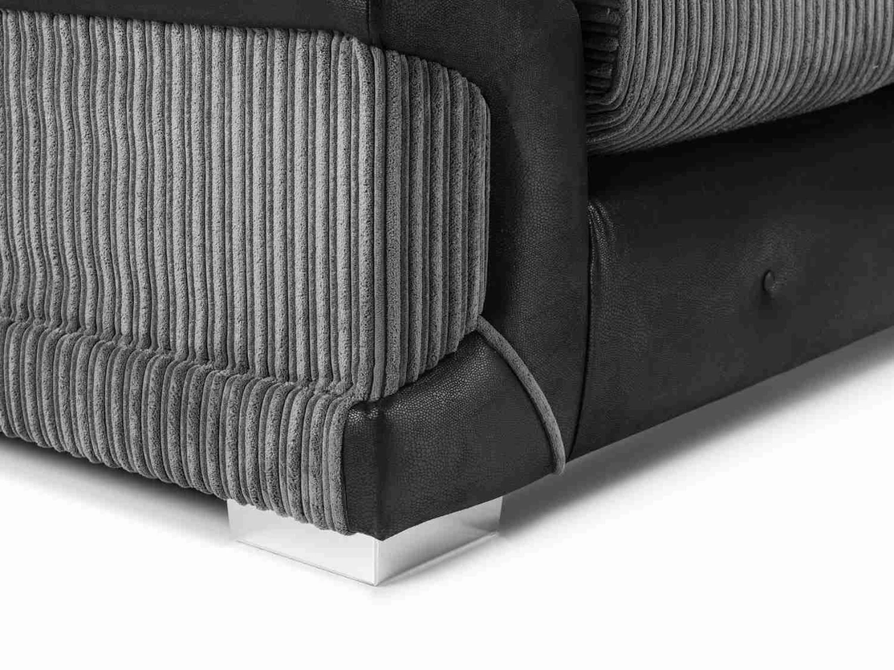 Logan 2 Seater Fixed Back Black & Grey Leather Sofa