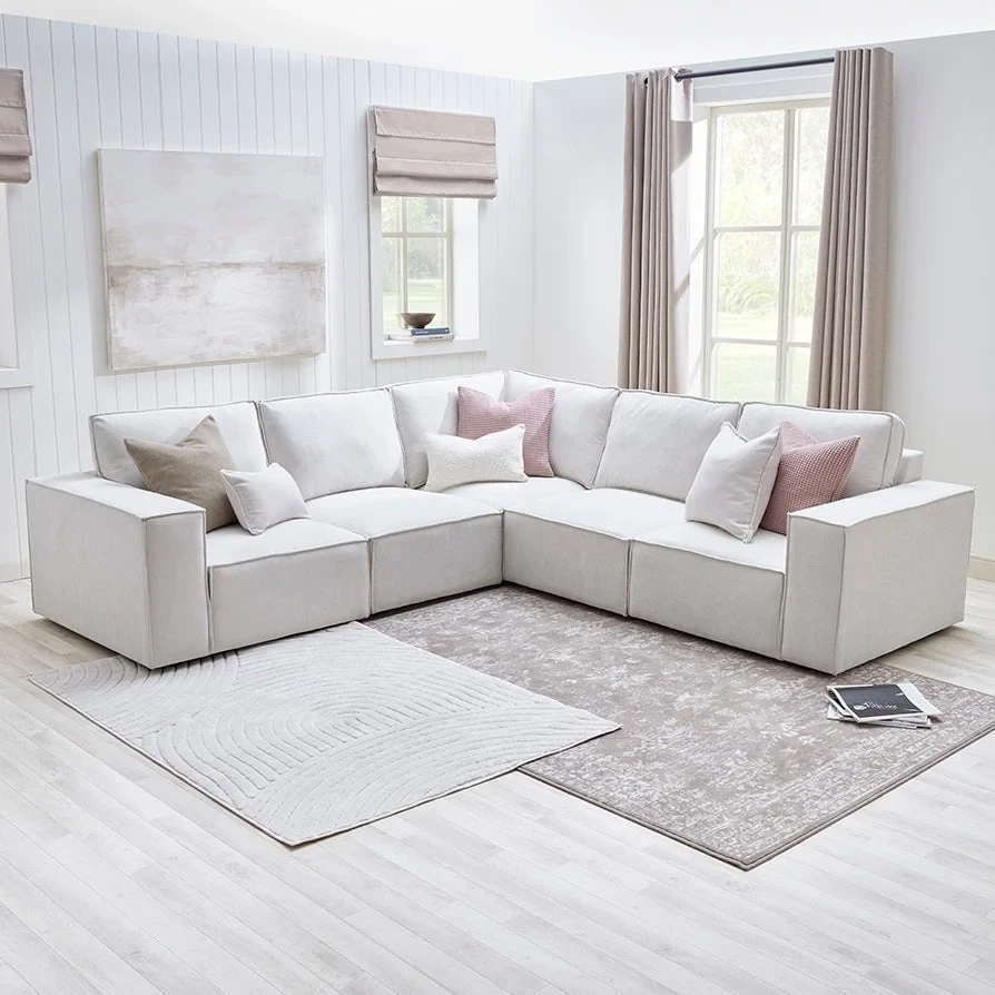 Brooklyn Cream 2C2 Sofa Set – Plush Velvet with FREE Footstool