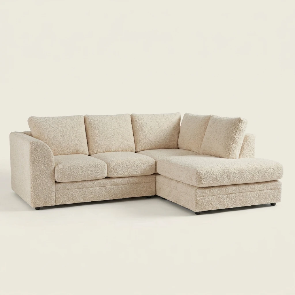 Cream Corner Sofa 4 Seater Teddy Bouclé L Shape – RH