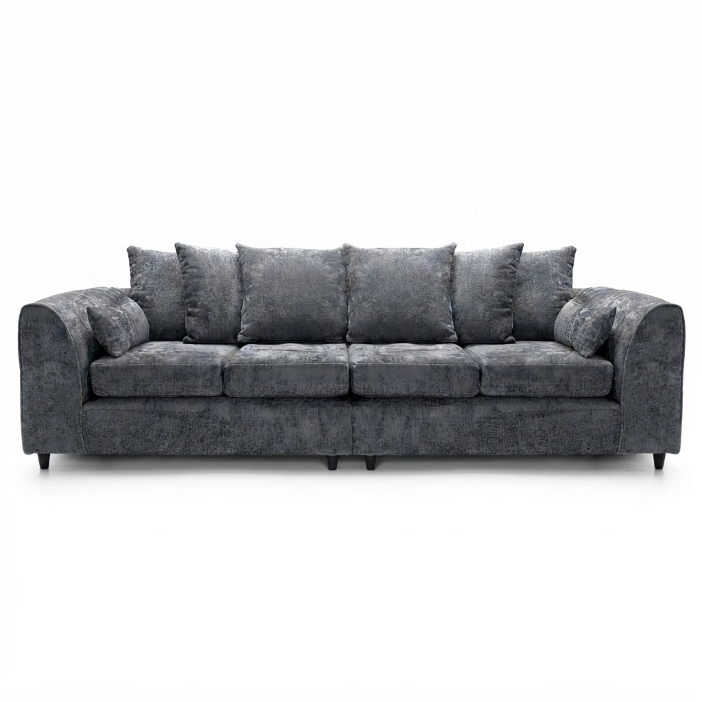 Alaska Grey 4 Seater Sofa – Spacious Family Sofa with Deep Cushions & Soft Textured Fabric