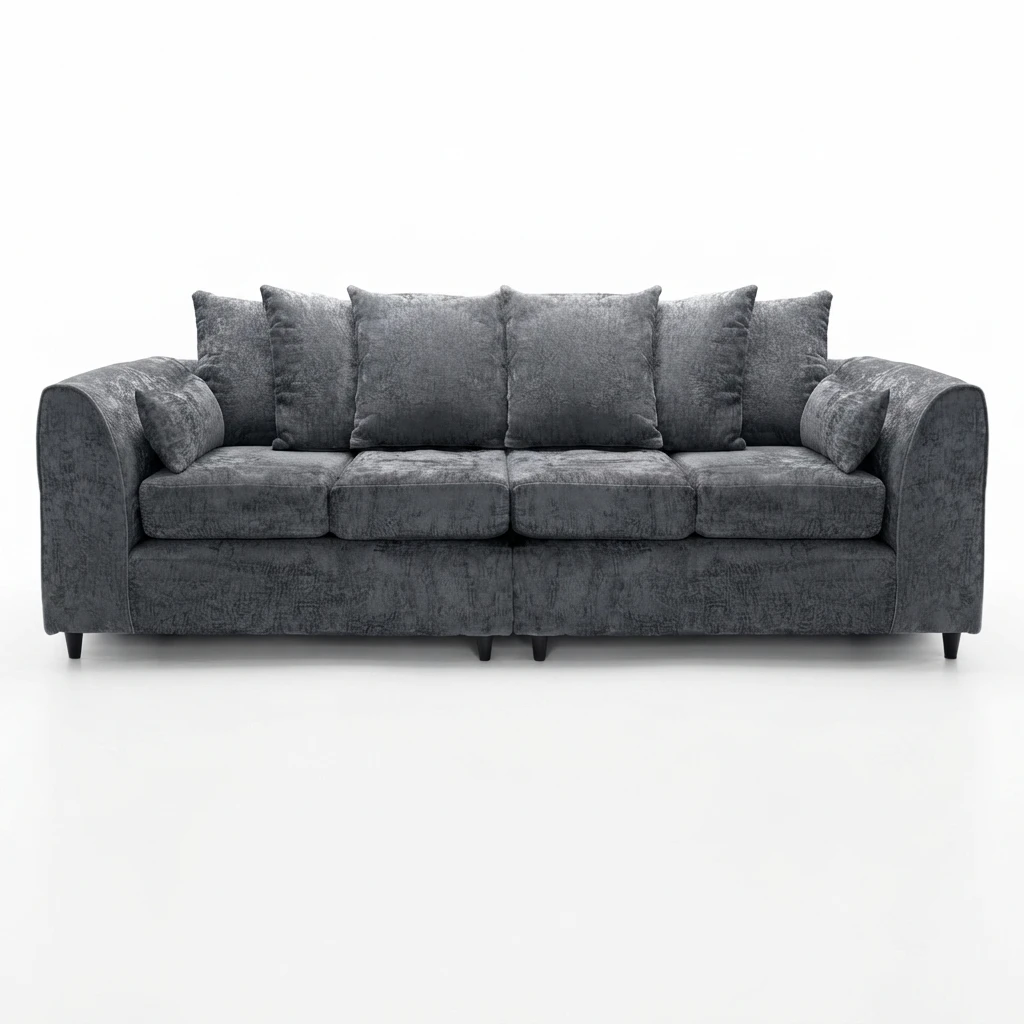 Alaska Grey 4 Seater Sofa – Spacious Family Sofa with Deep Cushions & Soft Textured Fabric