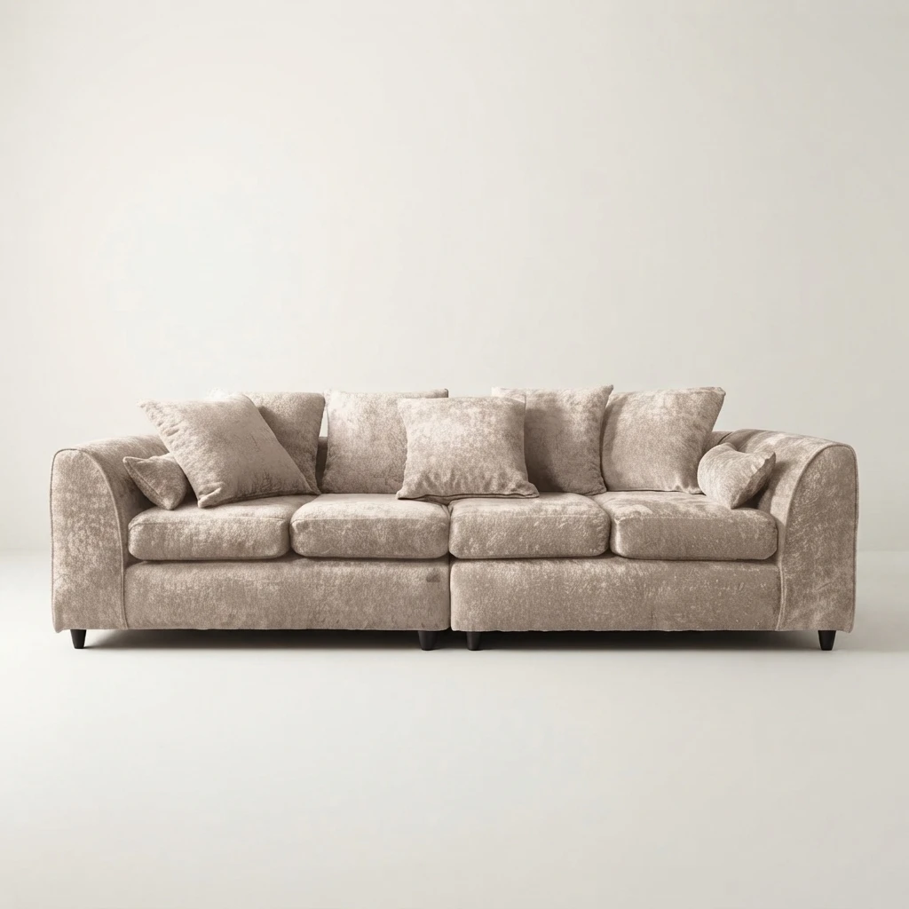 Alaska Beige 4 Seater Sofa – Spacious Family Sofa with Deep Cushions & Soft Textured Fabric