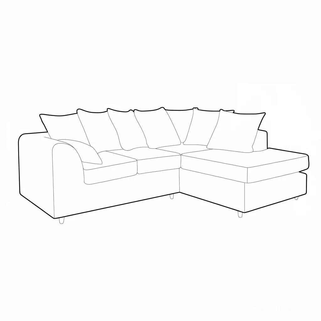 Silver Chenille Right Hand Corner Sofa – 4 Seater L-Shaped Sofa with Deep Cushions