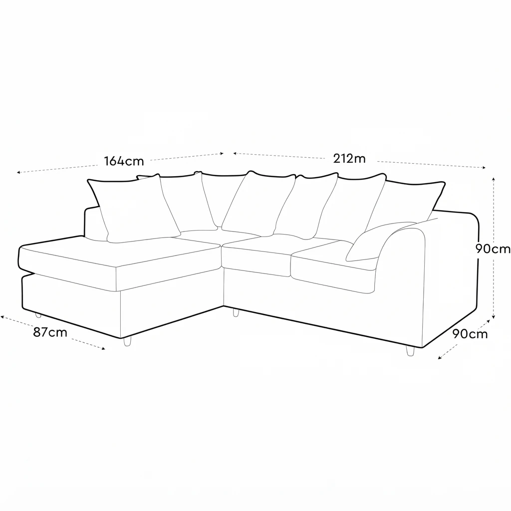 Beige Chenille Left Hand Corner Sofa – 4 Seater L-Shaped Sofa with Deep Cushions