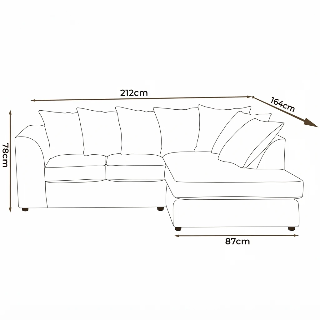 Green Velvet Right Hand Corner Sofa – L-Shaped Sofa with Reversible Chaise & Scatter Back Cushions
