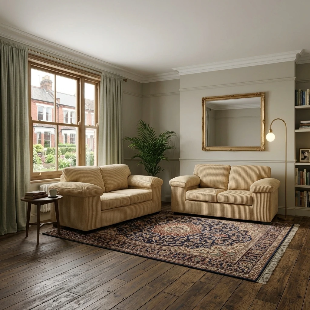 Amalfi Mink Jumbo Cord 3+2 Seater Sofa Set – Modern High Back Sofa