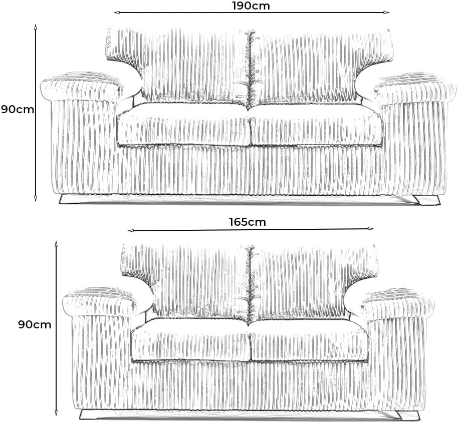 Amalfi Grey Jumbo Cord 3+2 Seater Sofa Set – Modern High Back Sofa
