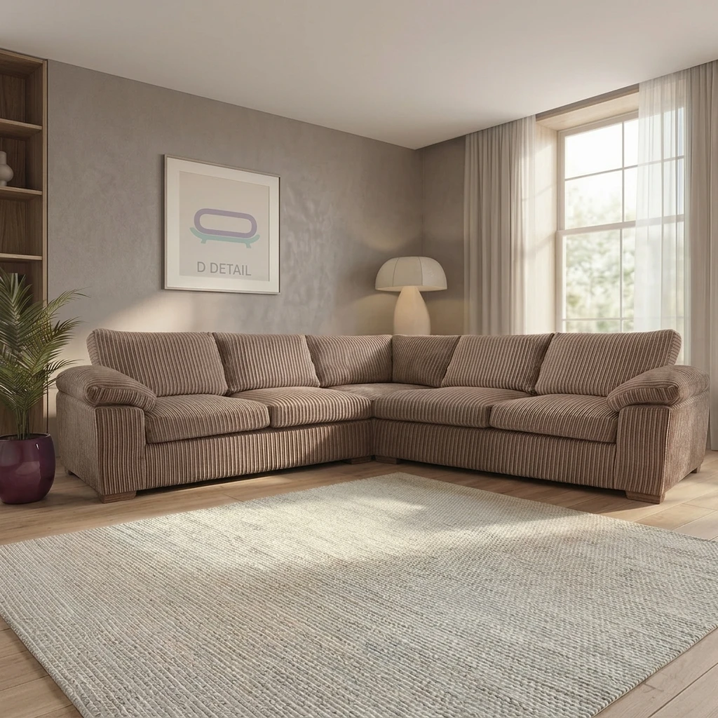 Amalfi Mink Jumbo Cord 2C2 High Back Sofa Set