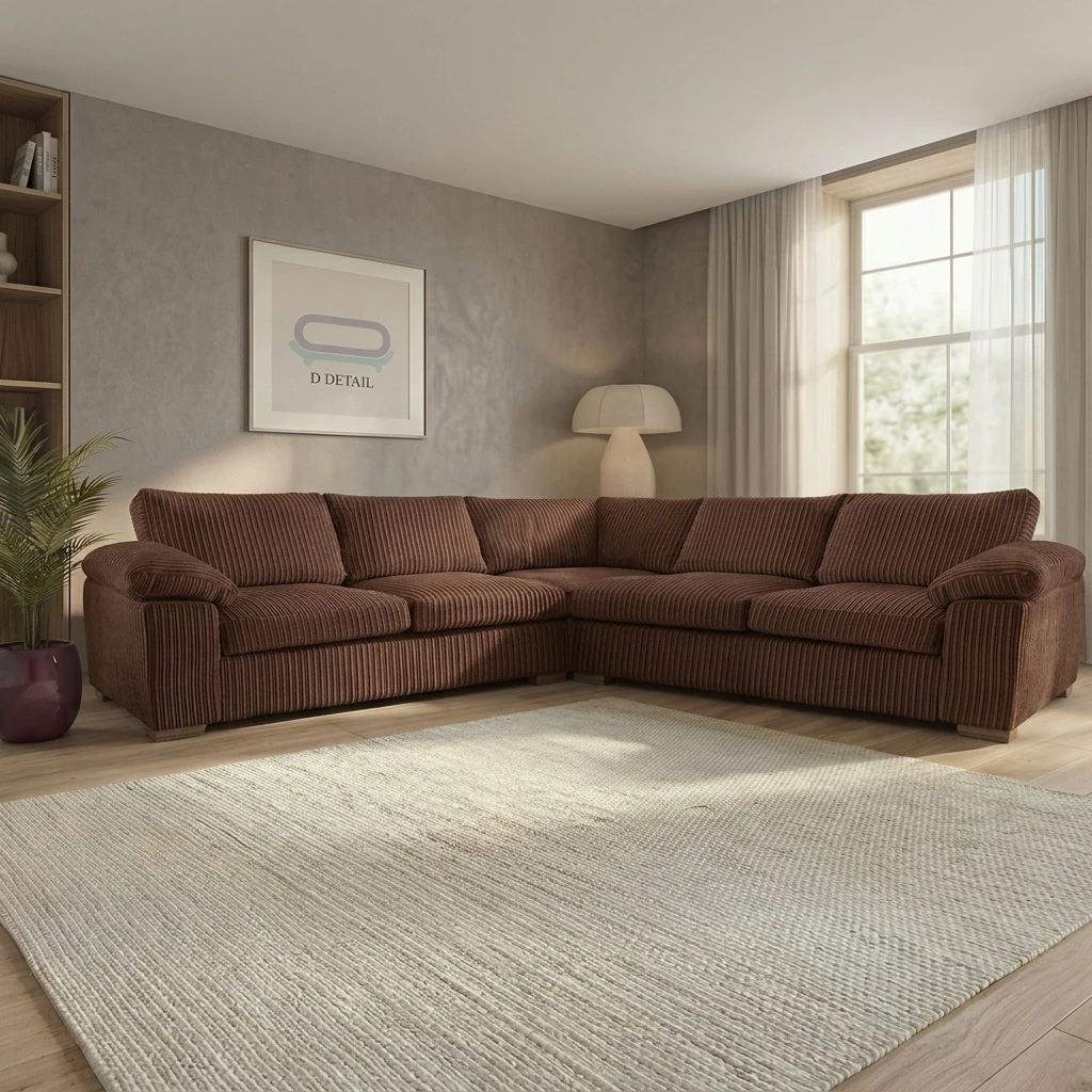 Amalfi Brown Jumbo Cord 2C2 High Back Sofa Set