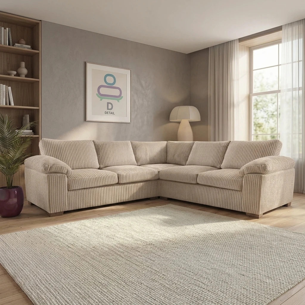 Amalfi Cream Jumbo Cord 2C2 High Back Sofa Set