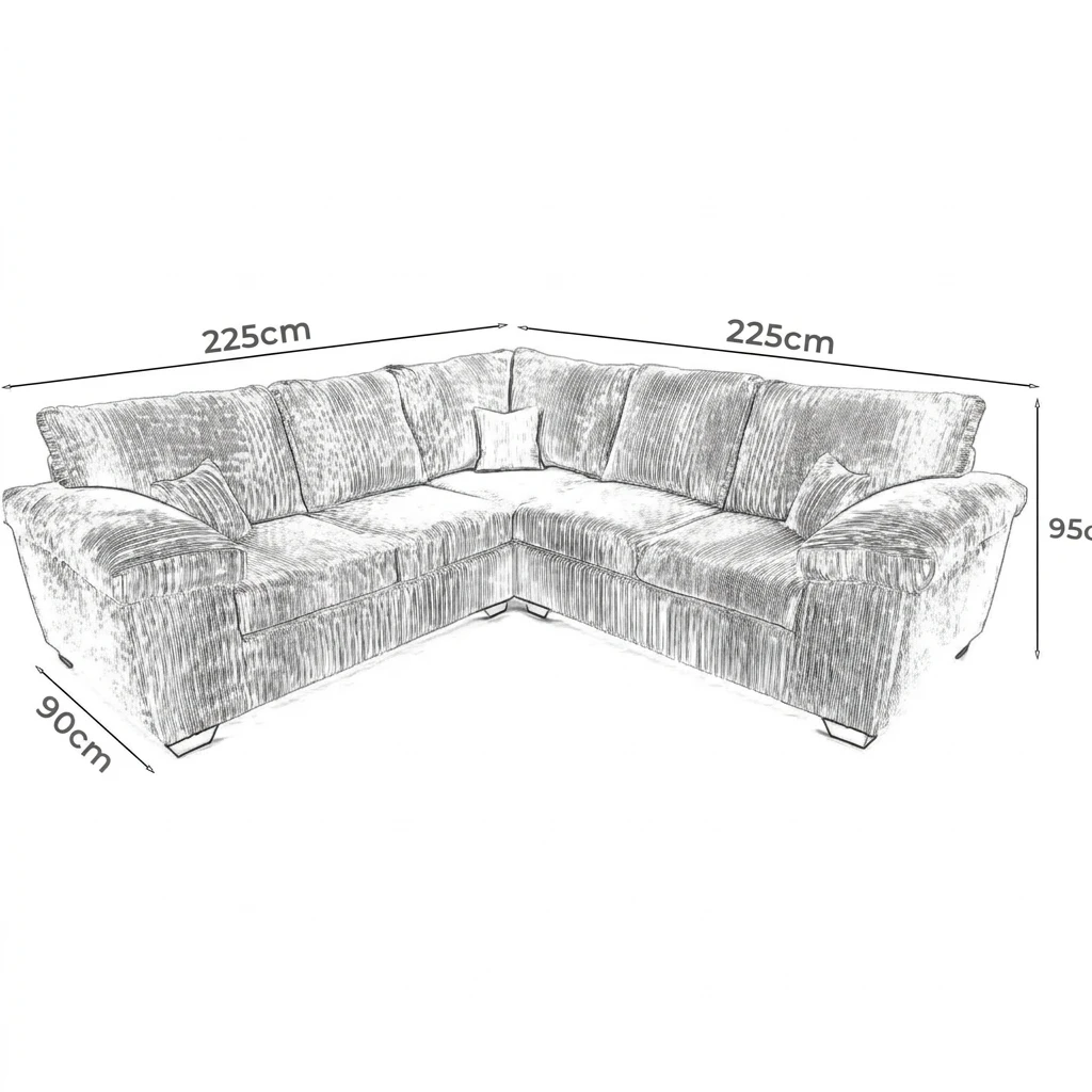 Amalfi Black Jumbo Cord 2C2 High Back Sofa Set