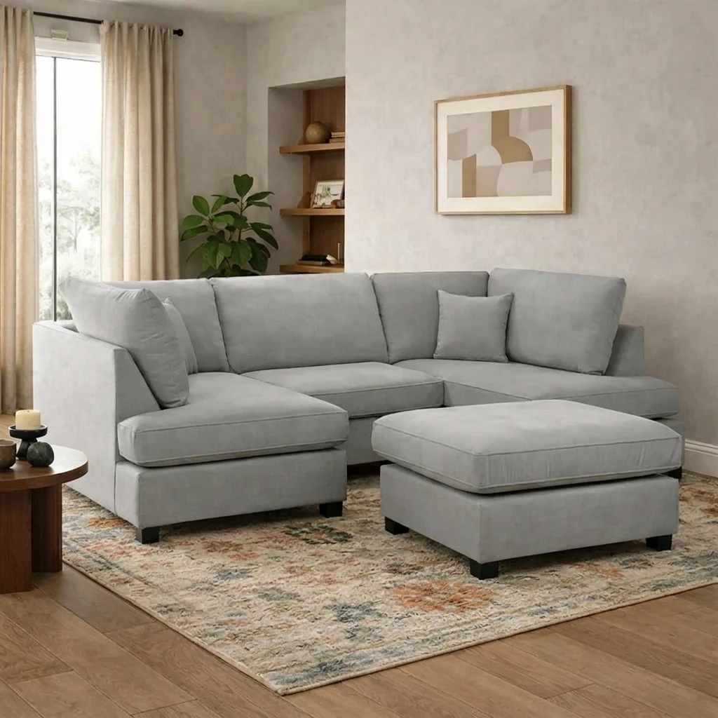Carnaby Grey U Shape Corner Sofa | Luxury Plush Sofa UK