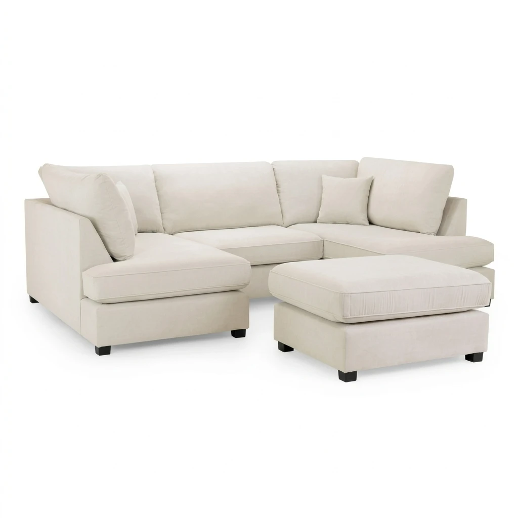 Carnaby Beige U Shape Corner Sofa | Luxury Plush Sofa UK