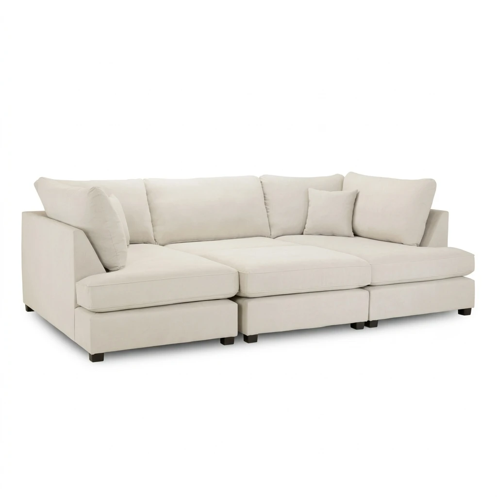 Carnaby Beige U Shape Corner Sofa | Luxury Plush Sofa UK