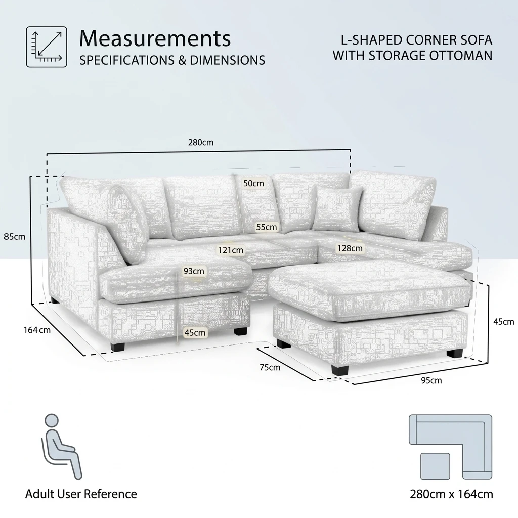 Carnaby Black U Shape Corner Sofa | Plush Style