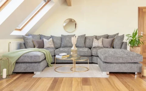 Bishop Grey U Shape Sofa | 6 Seater High Back Corner Sofa  
