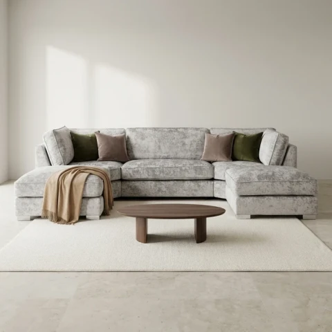 Bishop Fullback Truffle U Shape Sofa | Alaska Fabric Corner Sofa UK