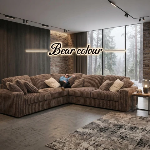 Brown Chunky Cord 3 Piece Corner Sectional Sofa (230x230cm) - 3 Piece