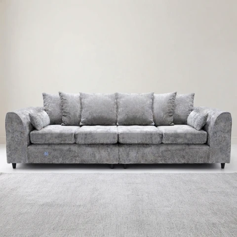 Alaska Silver 4 Seater Sofa – Spacious Family Sofa with Deep Cushions & Soft Textured Fabric
