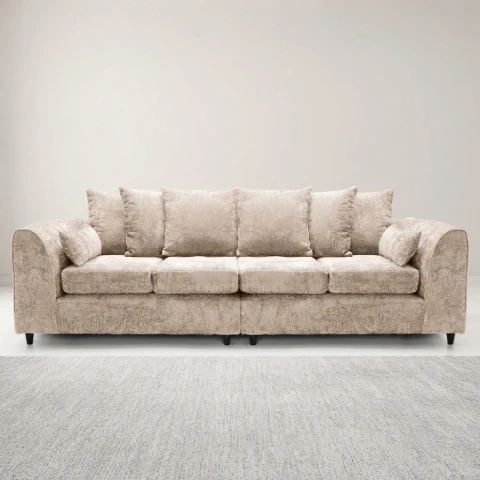 Alaska Beige 4 Seater Sofa – Spacious Family Sofa with Deep Cushions & Soft Textured Fabric