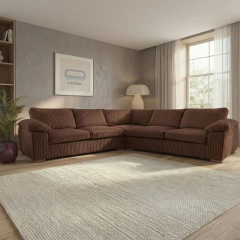 Amalfi Brown Jumbo Cord 2C2 High Back Sofa Set